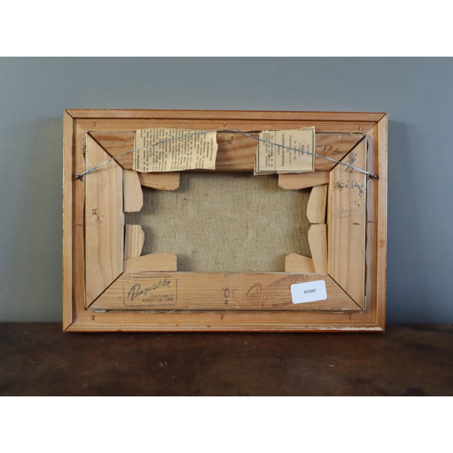 Mid-Century Modern 'The Craft of Two' Vintage Original Figurative Oil Painting, Framed For Sale - Image 12 of 12