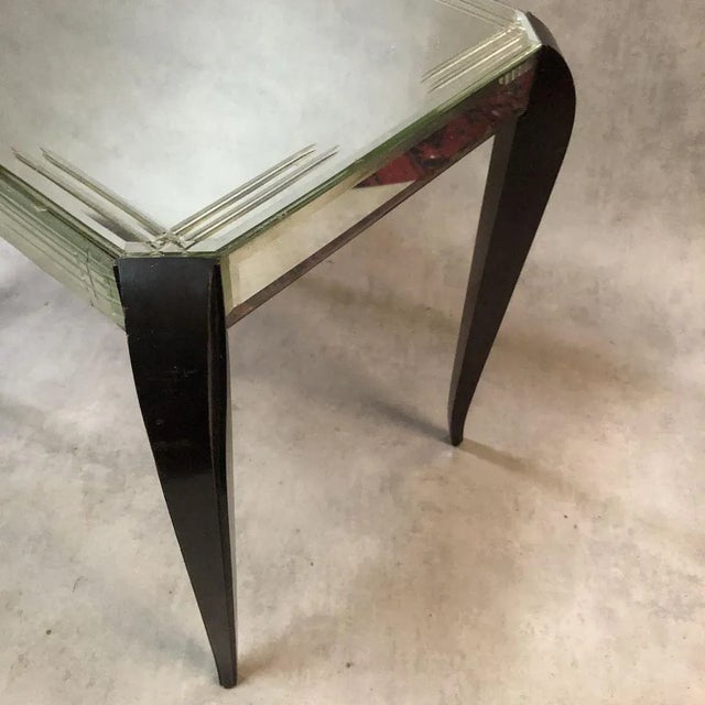 Wood Beveled Glass Coffee Table from Mobiglace, 1940s For Sale - Image 7 of 9