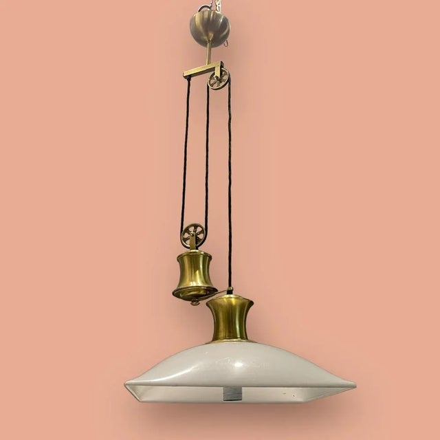 Metal Italian Brass Light Pendant, 1980s For Sale - Image 7 of 8