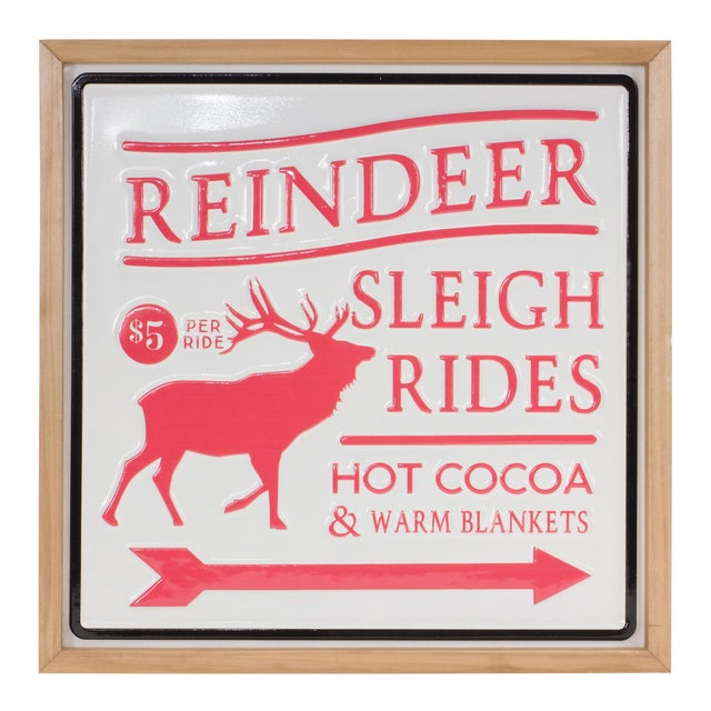 Add a nostalgic touch to your holiday decor with the Reindeer Rides Wall Sign! This charming sign, featuring a vintage-...