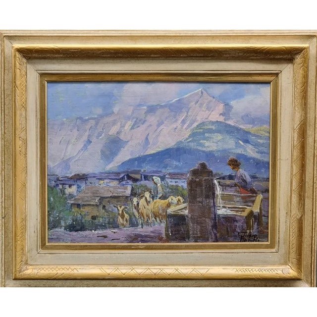 Giuseppe Danieli, Mountain Landscapes, 1920, Oil Paintings, Set of 3 For Sale - Image 10 of 10