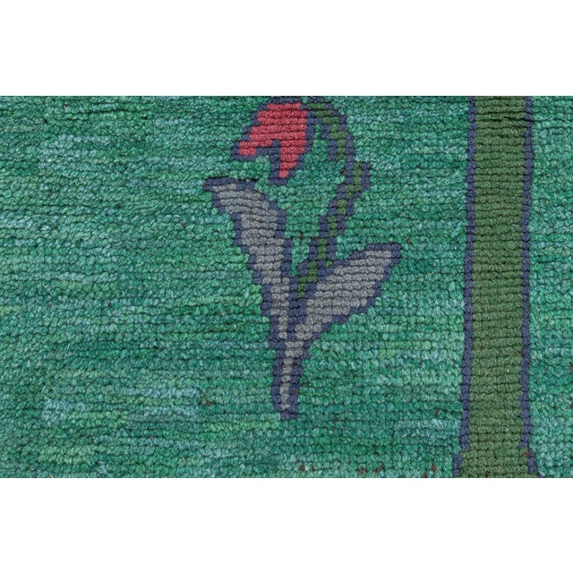 Textile Irish Arts & Crafts Vintage Forest Green Rug By C.F.A. Voysey (Fragment) For Sale - Image 7 of 8