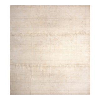 1950s Ivory Open Field Vintage Kilim n.w. Persian Rug 9'2" X 10'2" Flatweave Wool Carpet For Sale