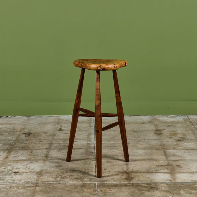 1970s Michael Elkan Studio Craft Live Edge Stool For Sale - Image 5 of 12