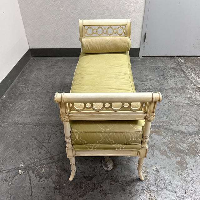 Late 20th Century Drexel Heritage Neoclassical Brushed Linen Settee For Sale - Image 5 of 12
