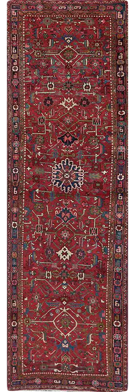1950s Vintage Red/Blue Persian Heriz Area Rug