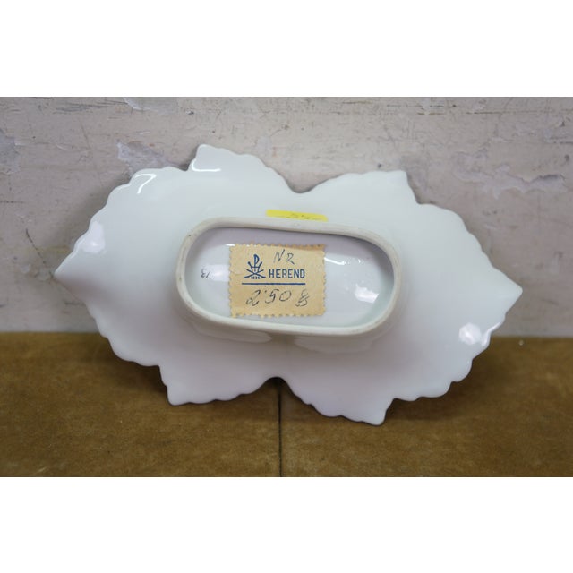 VTG Herend Hungary Queen Victoria Porcelain Double Leaf Trinket Dish Tray Vbo For Sale - Image 12 of 14