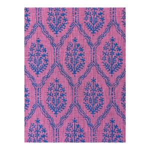 Peter Dunham Block Linen Fabric Jaali - Indigo on Raspberry Sku: 111jal04 3 Yards