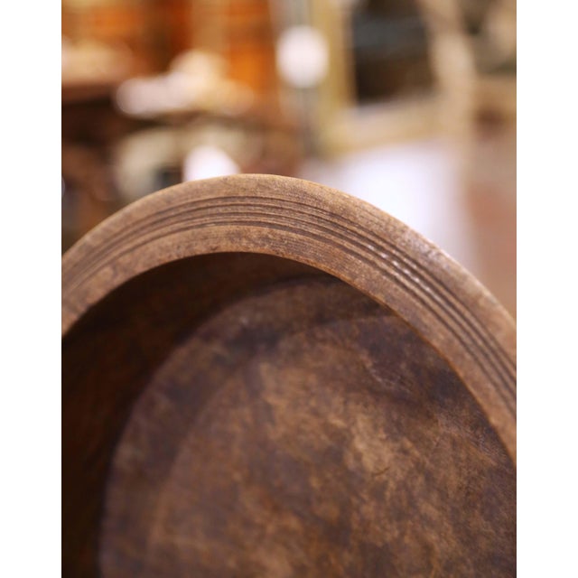 French 19th Century French Hand-Carved Patinated Elm Dough Bowl or Fruit Basket For Sale - Image 3 of 9