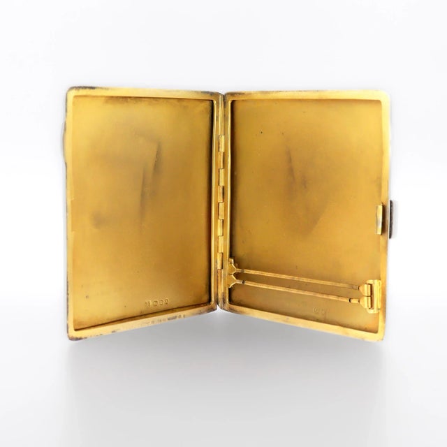 Art Deco English Sterling Silver & Guilloche Enamel Cigarette Case, 1936 For Sale - Image 13 of 17