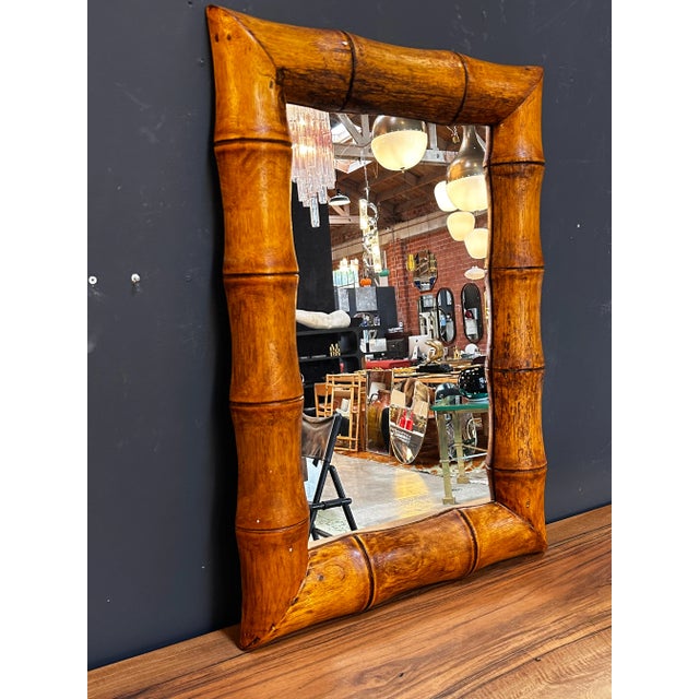 1980s Vintage Beautiful Italian Rectangular Wood Wall Mirror 1980s For Sale - Image 5 of 9