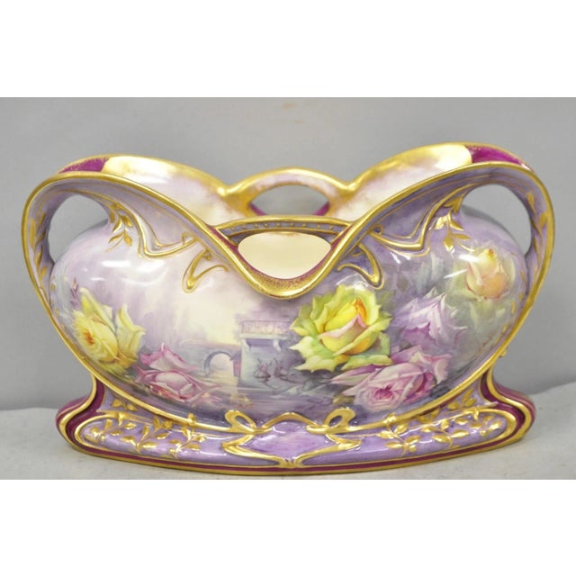 Antique Franz Anton Mehlem Royal Bonn Germany Art Nouveau Purple Jardinière Vase For Sale - Image 17 of 17