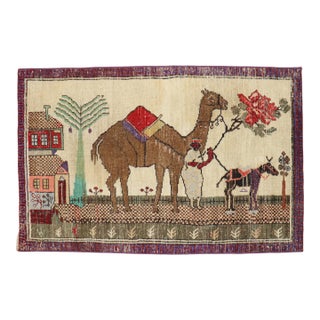 Zabihi Collection Vintage Turkish Camel Donkey Rug - 2'5" x 3'11" For Sale