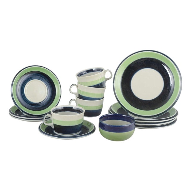 Maria Tea Service in Glazed Faience from Rörstrand, 1970s, Set of 13 For Sale