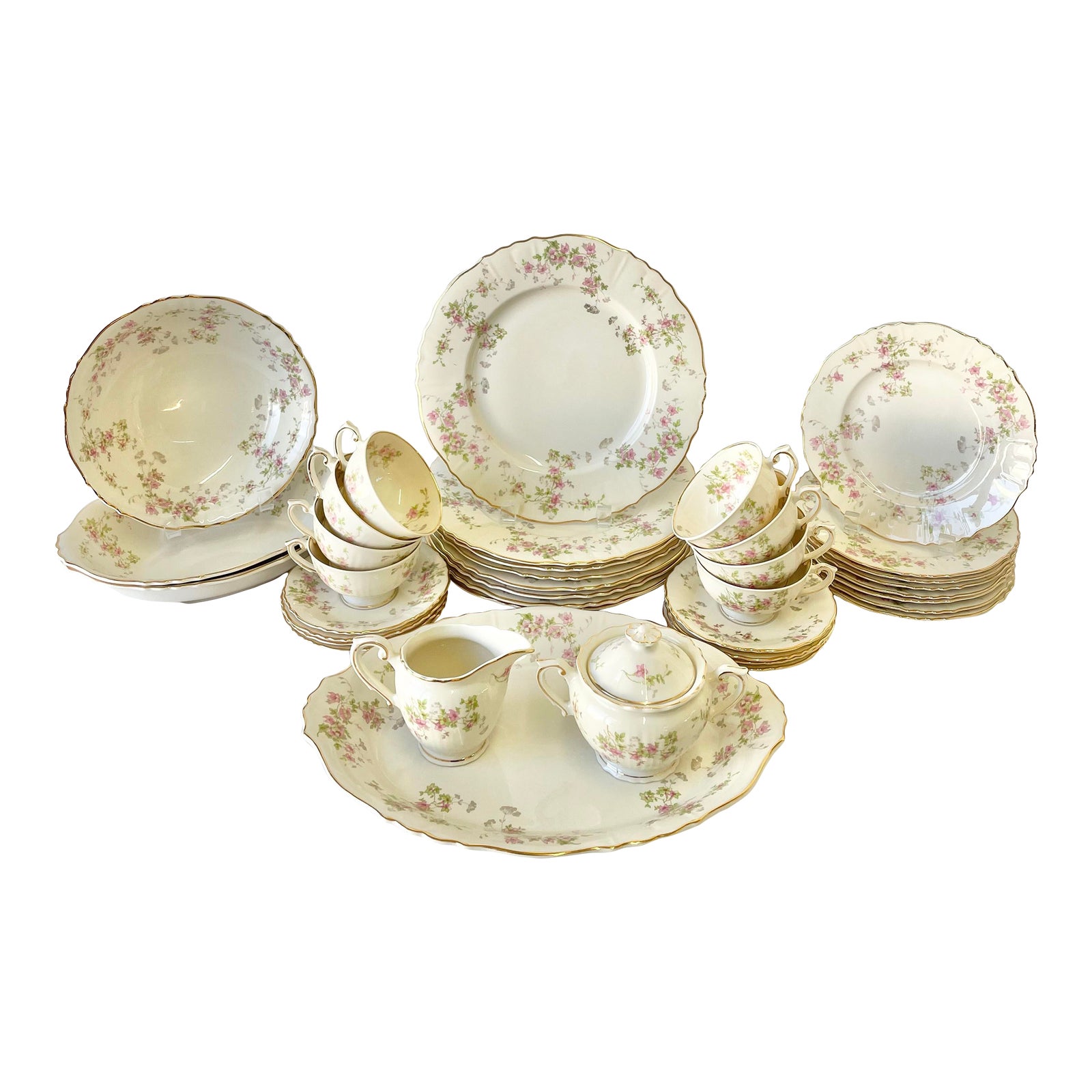 Vintage Stansbury Porcelain Dinnerware Set by Syracuse China Set of