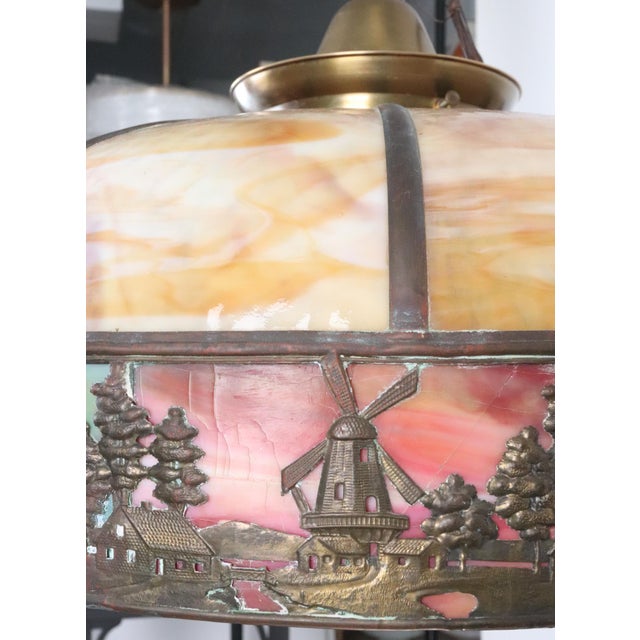 Tan 1910s Windmill Caramel Slag Glass Pendant Light For Sale - Image 8 of 12