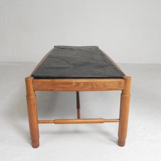 Vintage Oak Coffee Table with Slate Top in Oak Frame, 1960s For Sale - Image 11 of 18