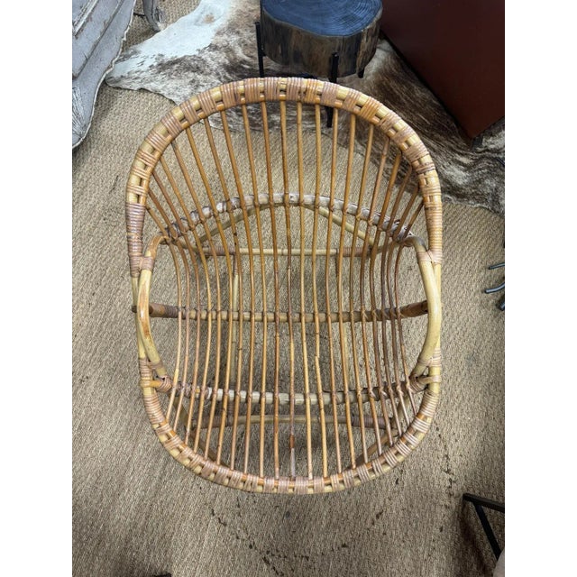 Mid-Century Modern French Bamboo Rattan Chair – Vintage Accent Seating For Sale - Image 6 of 8