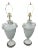 Pair of Italian Glazed Ceramic Urn Lamps With Grapes Clusters For Sale