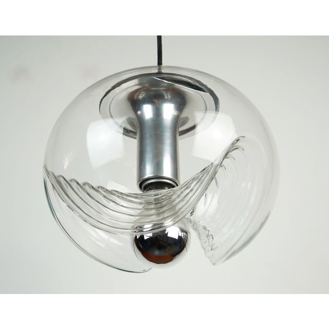 Mid-Century Wave Pendant Lamp in Clear Glass and Chrome from Peill & Putzler, 1960s For Sale - Image 4 of 12