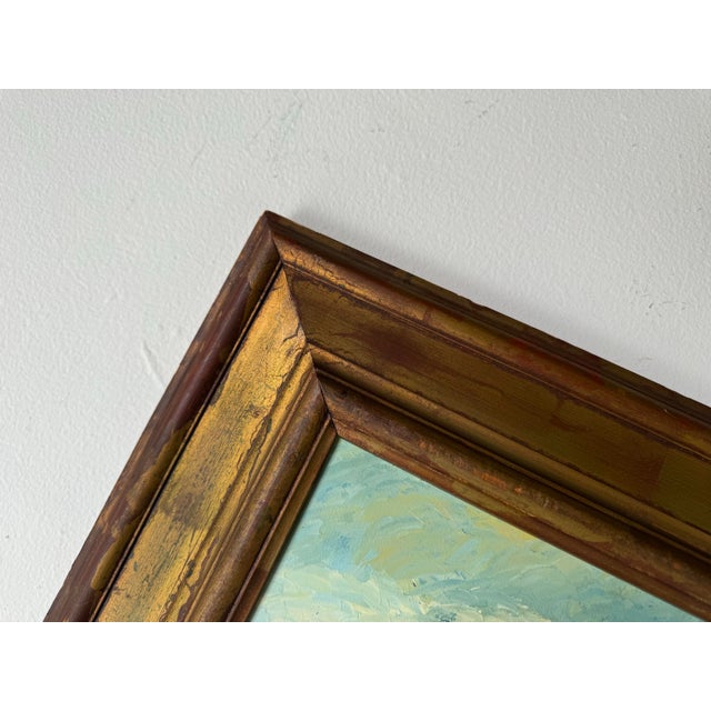 70's Vintage Mediterranean - Village Impressionist Oil Painting, Framed For Sale - Image 10 of 11