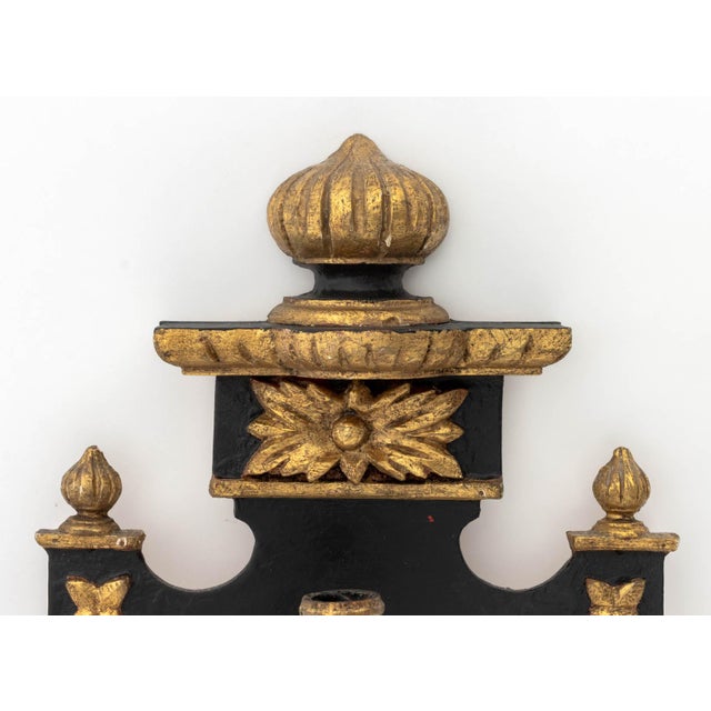 Neoclassical Style Ebonized & Gilt Sconces, Pair For Sale - Image 9 of 11
