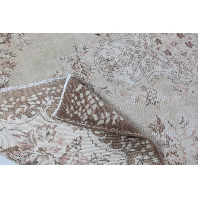 Textile Authentic Anatolian Rug – Mid 20th Century Floral Geometry - 6' 7'' X 9' 11'' For Sale - Image 7 of 15