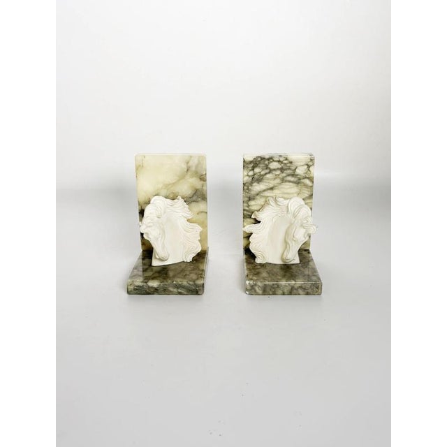 Marble Bookends with Stucco Fish Decoration, France, 1970s, Set of 2 For Sale - Image 4 of 15