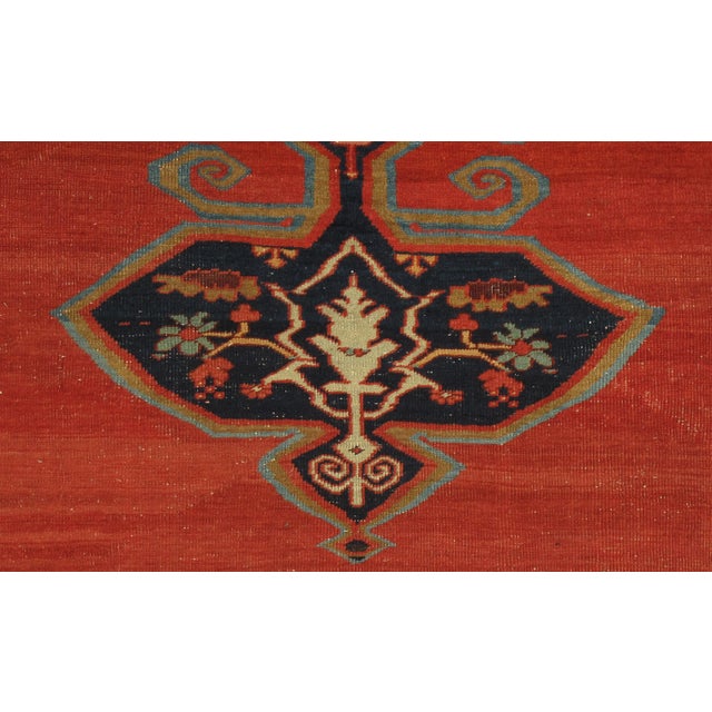 Antique Bakshaish Carpet, Oriental Persian Handmade in Ivory, Blue and Red For Sale - Image 11 of 13