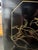 Vintage Chinese Five-Panel Black Lacquer Hardstone Inlaid Crane Room Divider Screen For Sale - Image 10 of 12