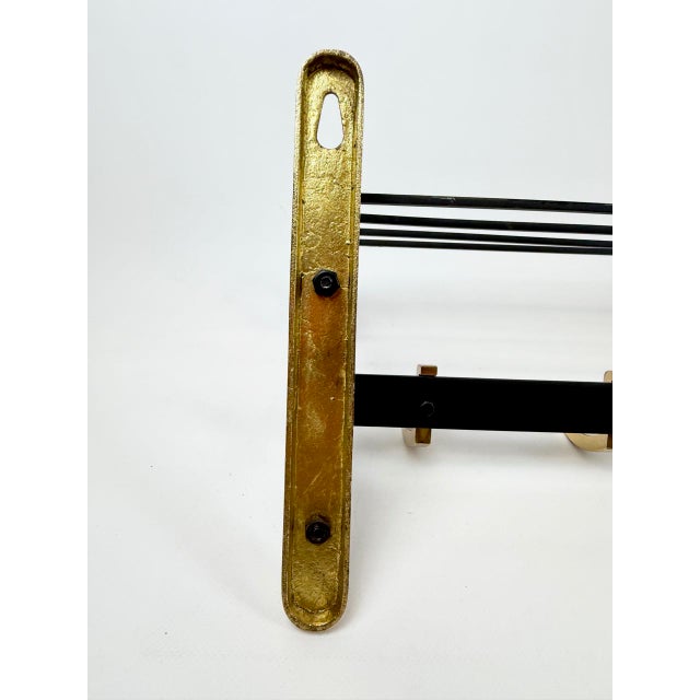 Mid-Century Modern Cast Iron and Brass Coat and Hat Rack, 1960s For Sale - Image 4 of 12