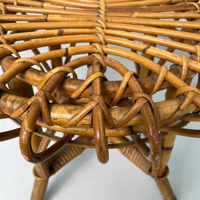 Brown Mid-Century Modern Italian Round Stools in Rattan, 1960s, Set of 2 For Sale - Image 8 of 13