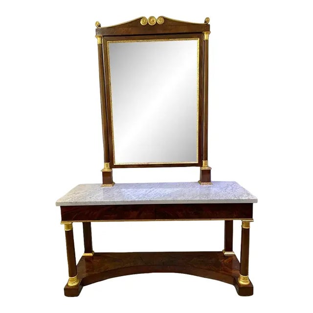 Large Console and Pier Mirror 1890s Napoleon III Empire Revival For Sale - Image 4 of 15