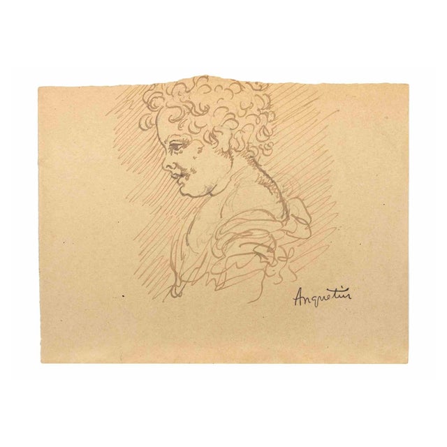 Louis Anquetin, The Child Profile, Ink Drawing, Early 20th Century For Sale