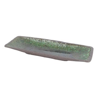 Elongated Stoneware Dish with Green Glaze by Hegnetslund, Denmark, 1960s For Sale