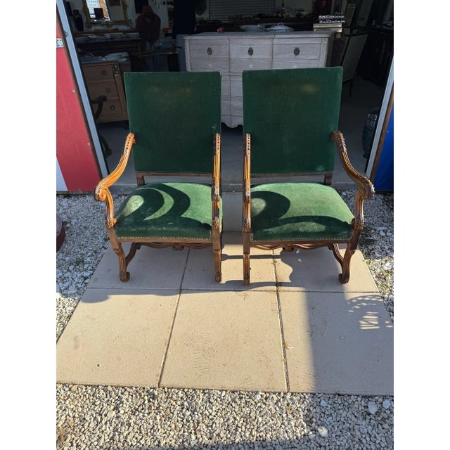 Wood Large 19th Century French Solid Walnut Bergere - A Pair For Sale - Image 7 of 12