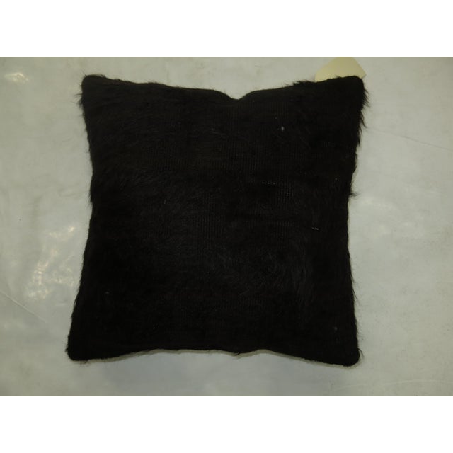 Late 20th Century Black Mohair Rug Pillow For Sale - Image 5 of 5
