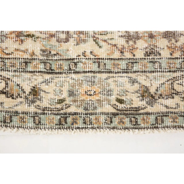 Vintage Floral Runner Rug in Beige and Brown For Sale - Image 10 of 16