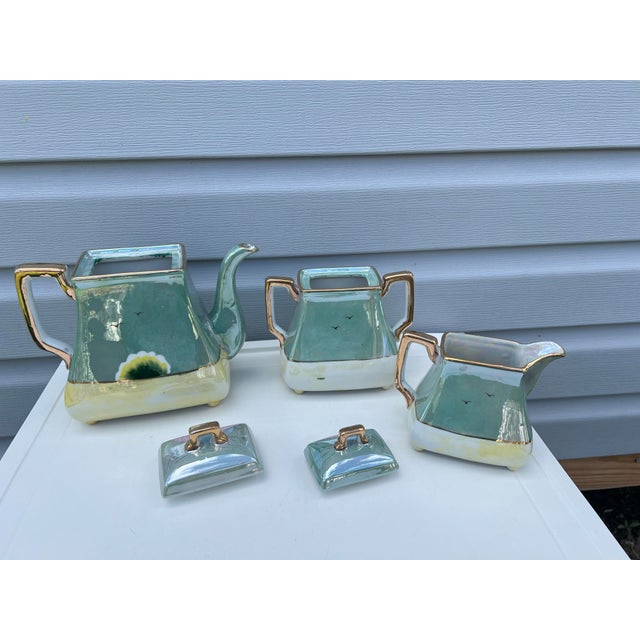 1920s Japanese Cherry Blossom Lusterware Tea Set by Moriyama -17Pc For Sale In West Palm - Image 6 of 12