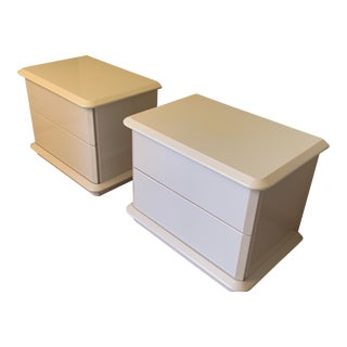 Lane Contemporary Nightstands - Ivory Lacquer- Set of 2 For Sale