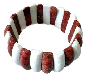 Vintage Red and White Coral Beaded Bracelet