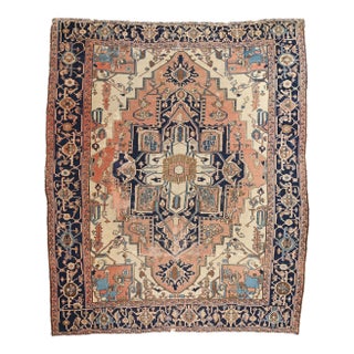 Late 19th Century 1880's Antique Persian Serapi Rug - 11'04 X 13'05 For Sale