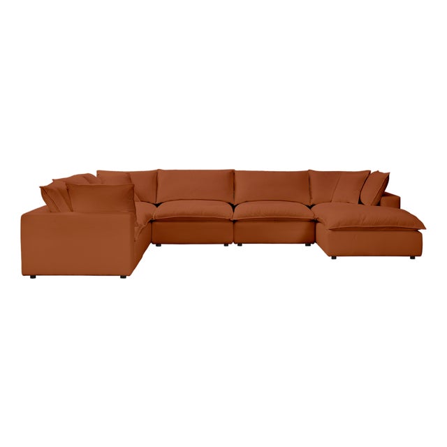Cali Rust 7-Piece Performance Fabric Modular Large Chaise Sectional For Sale