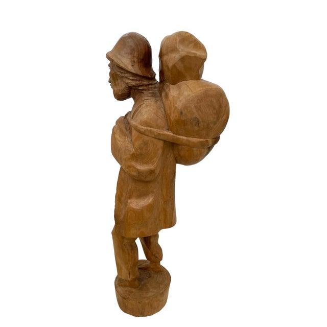 Vintage Wooden Hand-Carved Wooden Pilgrim, Beggar For Sale In San Francisco - Image 6 of 12