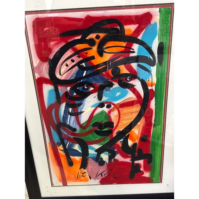 Abstract 1970s Peter Keil Abstract Graffiti Large Portrait Painting For Sale - Image 3 of 6