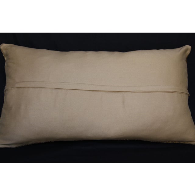 Traditional Turkish Rug Pillow – Neutral Geometric Motifs, Artisan Made From Vintage Rug -16'' X 29'' For Sale - Image 12 of 13