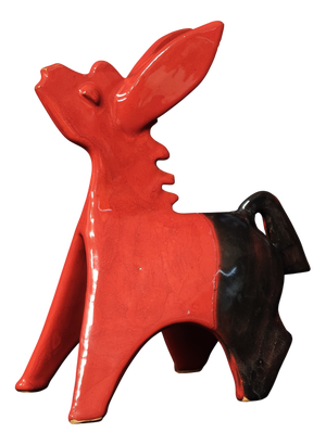 Donkey in Red Vietri Ceramic from d'Acunto Vietri