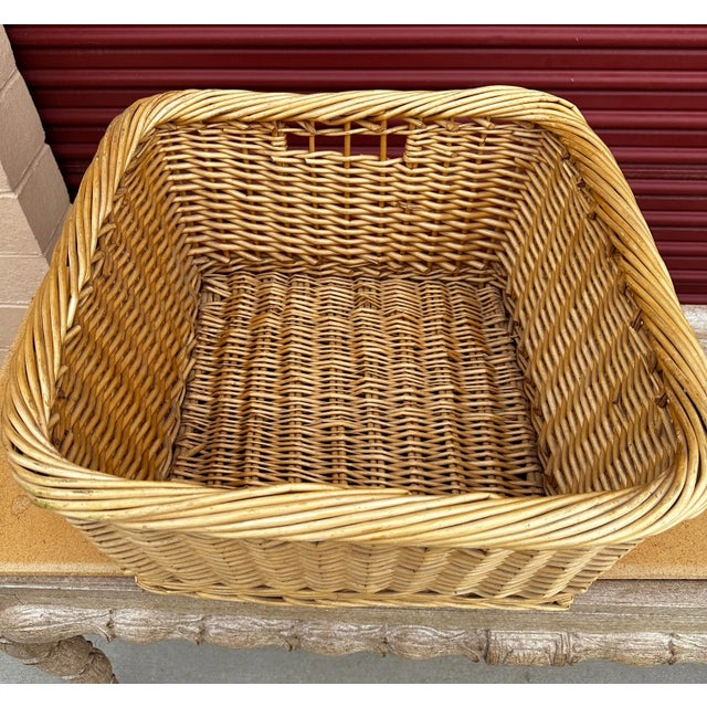 West Elm Large Woven Wicker Storage Basket For Sale - Image 4 of 7