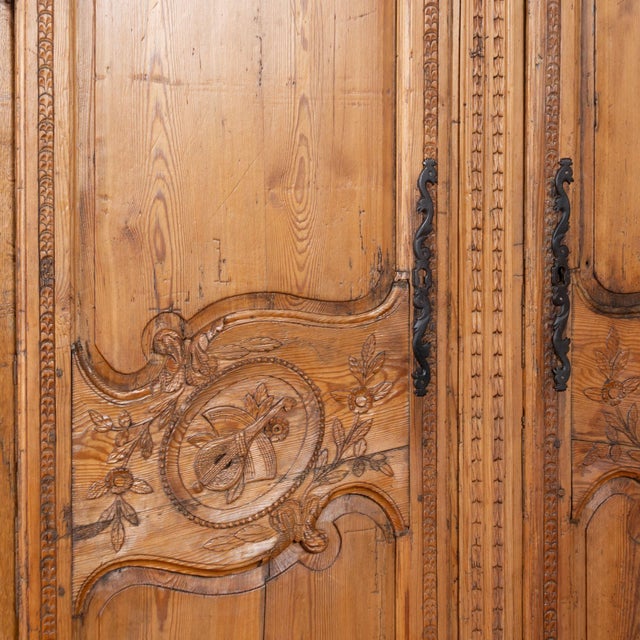 18th Century French Carved Pine Two Door Wedding Armoire Cabinet For Sale - Image 10 of 18