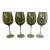 Vintage Olive Green Wine Glasses, Set of Four, Mid-Century Modern Style Stemware For Sale
